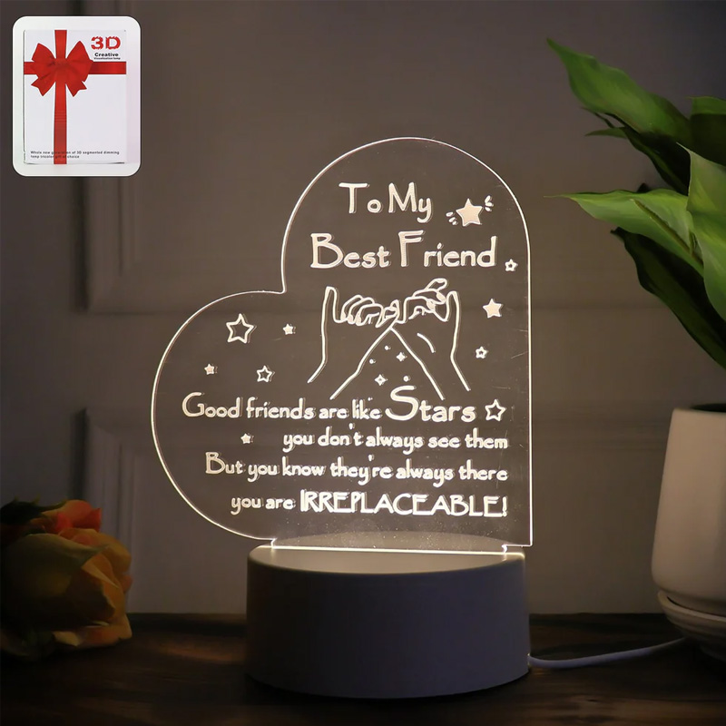 چراغ خواب سه بعدی قلم دار طرح عشق